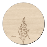 Houten bloem cirkel met gladiool klein en naam