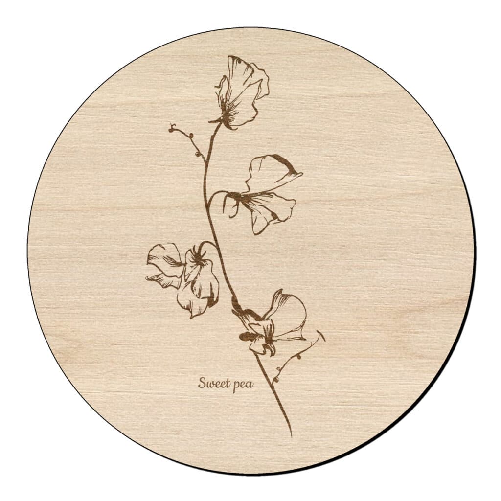 Houten bloem cirkel met welriekende lathyrus