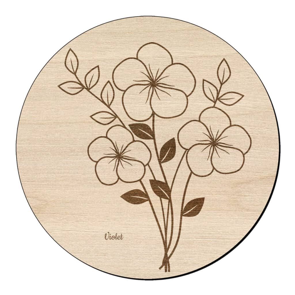 Houten bloem cirkel violet