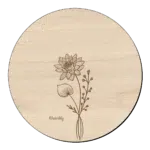 Houten bloem cirkel met waterlelie klein en naam