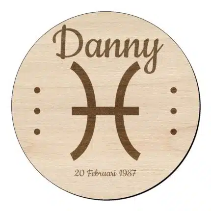 Zodiac Vissen sterrenbeeld met naam op hout