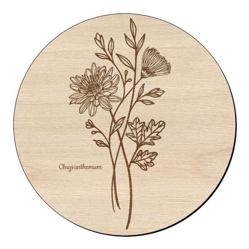 Houten bloem cirkel met chrysant