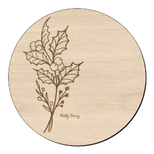 Houten bloem cirkel met hulst en naam