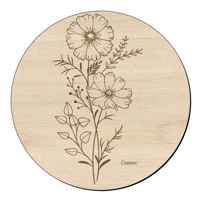 Houten bloem cirkel met cosmea