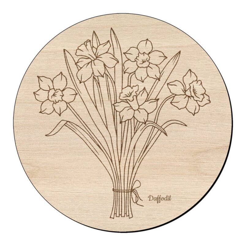 Houten bloem cirkel met narcis