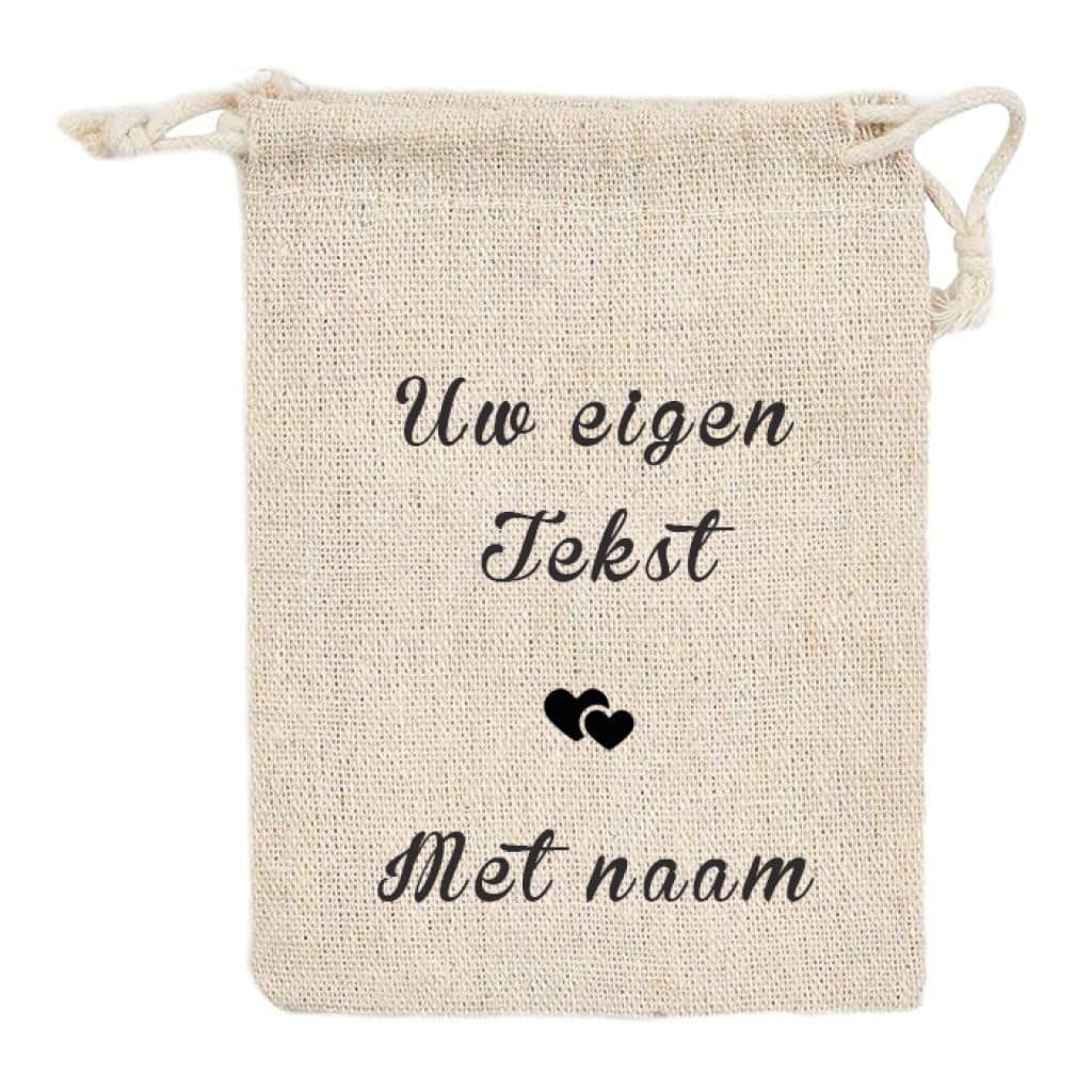 Jute zak hart met tekst