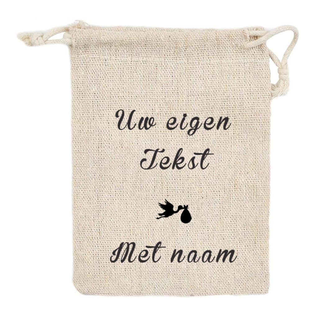 Jute zak ooievaar met tekst