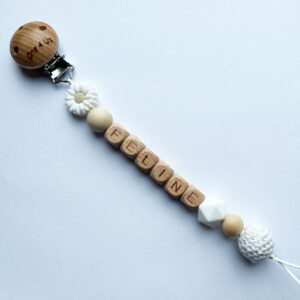 Speenkoord met naam bloem Wit