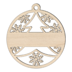 Houten Kerstbal met Uitgesneden Kerstboom en Naam voorbeeld
