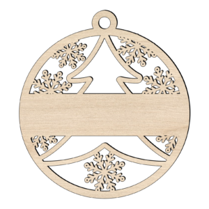 Houten Kerstbal met Uitgesneden Kerstboom en Naam voorbeeld