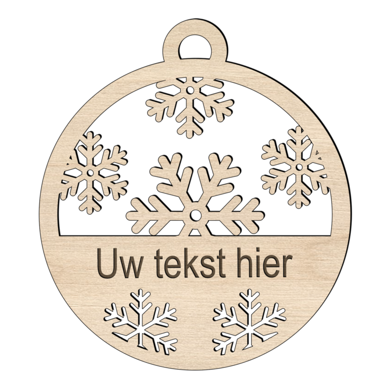 Natuurlijk Houten sneeuw Kerstbal met Naam