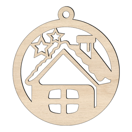 houten kerstbal kerst huisje