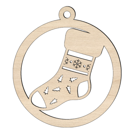 houten kerstbal kerstsok