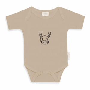 Romper met naam Uni Line cream konijntje 1 Romper met naam Uni Line cream konijntje