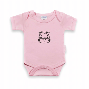 Romper met naam Uni Line roze koetje
