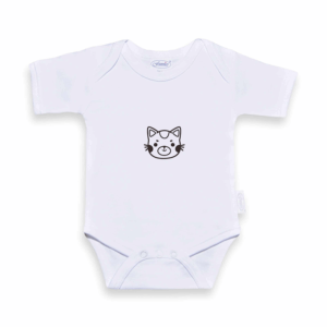 Romper met naam Uni Line wit katje