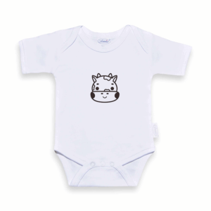 Romper met naam Uni Line wit koetje