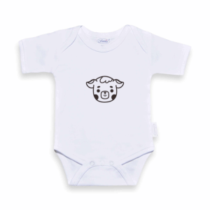 Romper met naam Uni Line wit lammetje