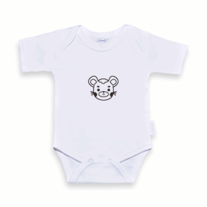 Romper met naam Uni Line wit muisje